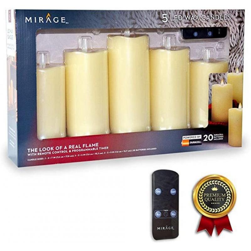 Mirage Led Wax Candles 5 Pack with Remote Control and Programmable Timer