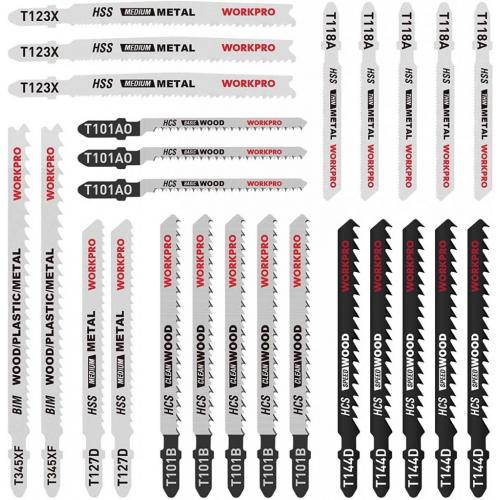 WORKPRO 25-Piece T-Shank Jig Saw Blade Set with Storage Case