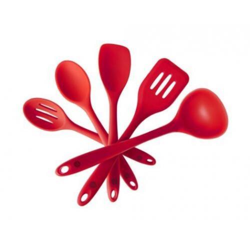 Star Pack Home Ultimate 5 Piece Silicone Kitchen Utensil Set, Red