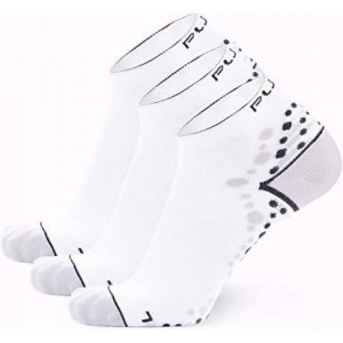 Ultra-Comfortable Running Socks - Anti-Blister Dot Technology, Moisture Wicking (White/Black - 3 Pack, L/XL)