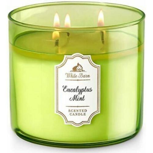 Bath & Body Works White Barn 3 Wick Candle Eucalyptus Mint 14.5 oz