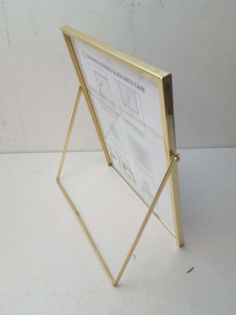 9.625 x 11.25 Float to 8 x 10 Linear Metal Easel Single Image Frame  Brass